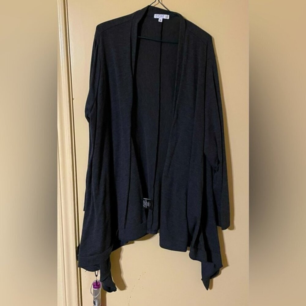 Heather Gray Open Cardigan, Eight 18, 3X
